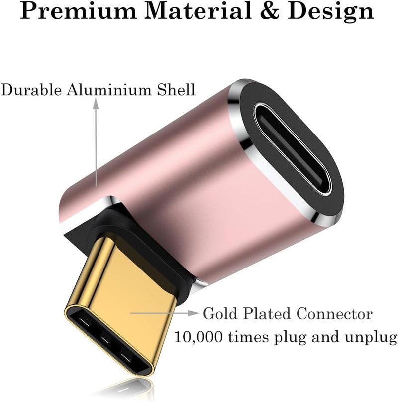 AuviPal USB C 90 Degree Adapter (2 Pack), Up and Down Right Angle L Shape USB Type C Male to Female Connector for Steam Deck, ROG Ally, MacBook, Tablet, Phone and More - Rose Gold - Image 5